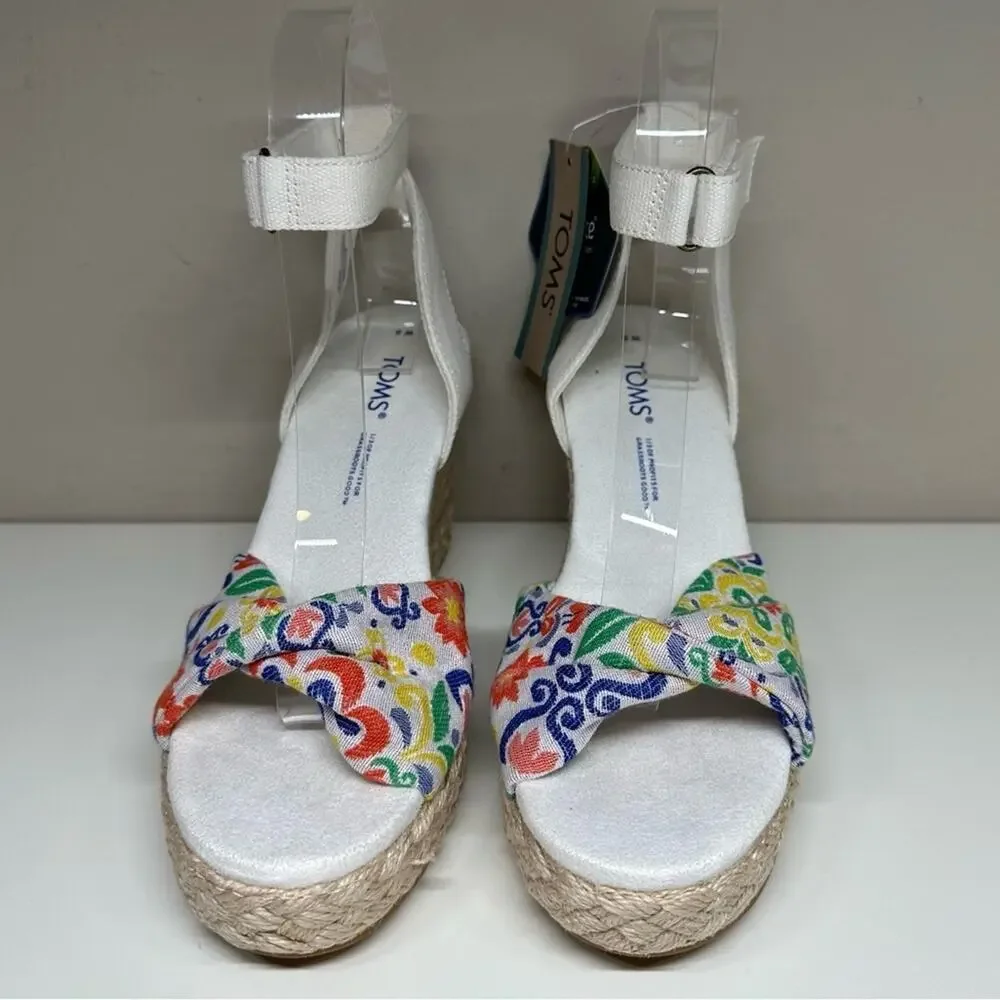 NWOB | TOMS | Marisela Wedge Sandal | White Mediterranean | Size 5